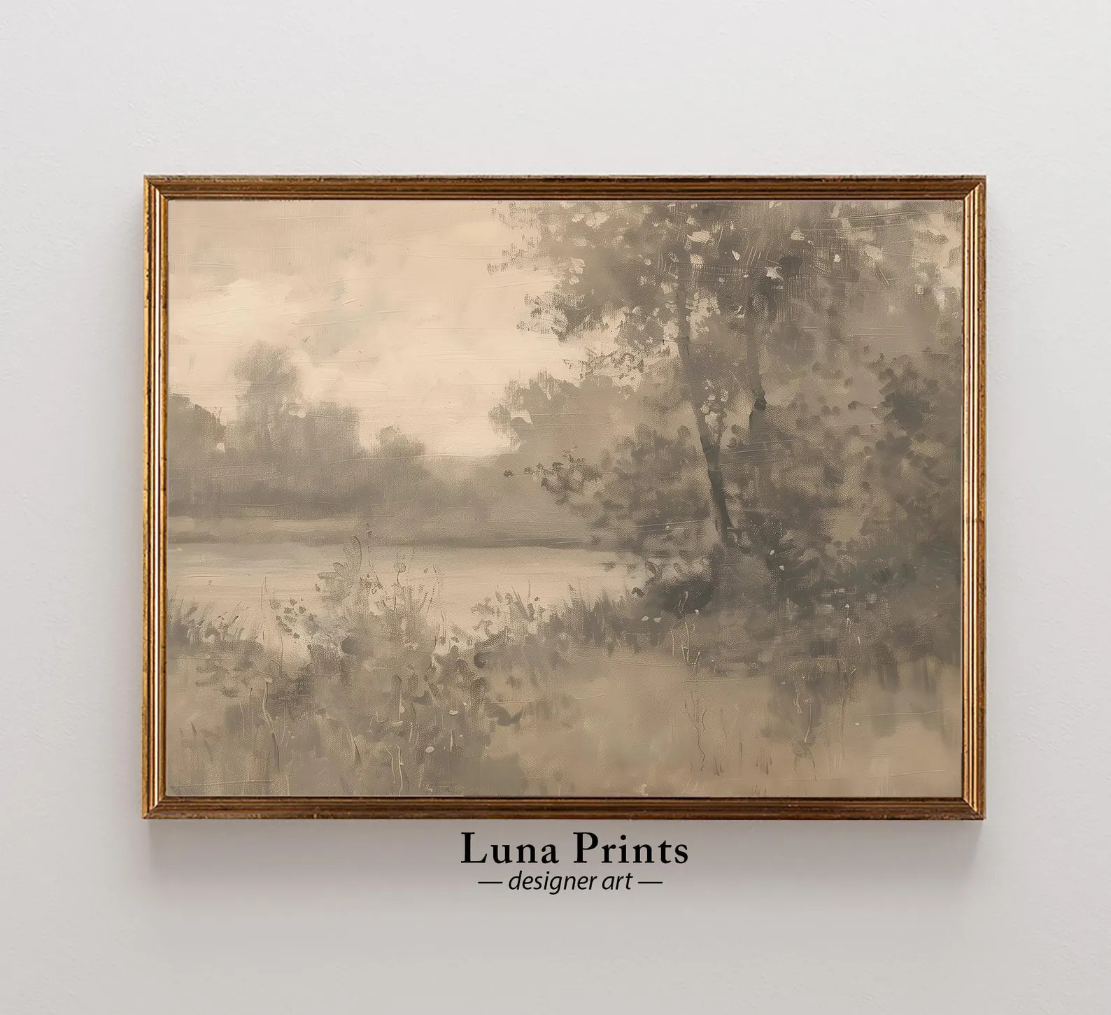 Muted Lake Landscape Painting, PRINTABLE ART, Neutral Landscape, Art for Living Room | Etsy (Global)