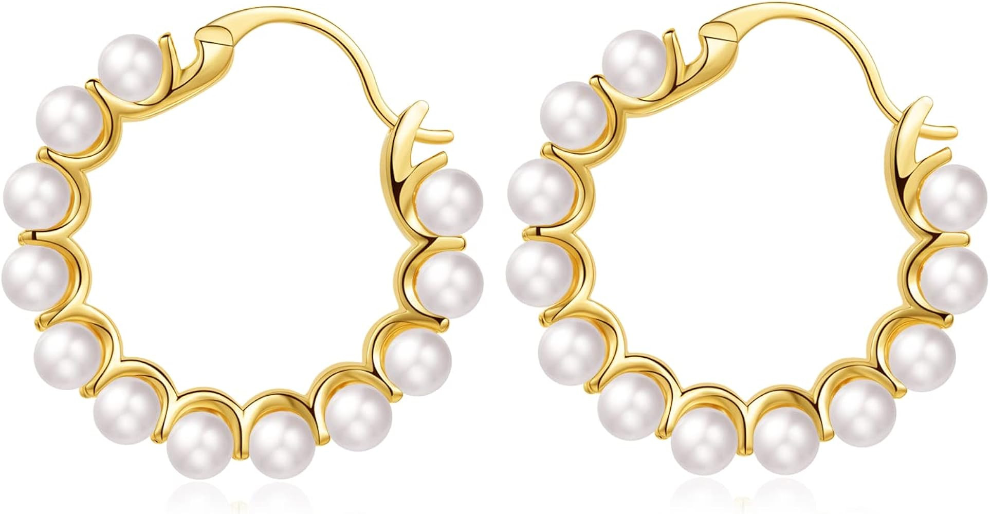 Pearl Hoop Earrings for Women Fashion Dangle Hypoallergenic Layer Earrings Drop Dangle Earrings G... | Amazon (US)