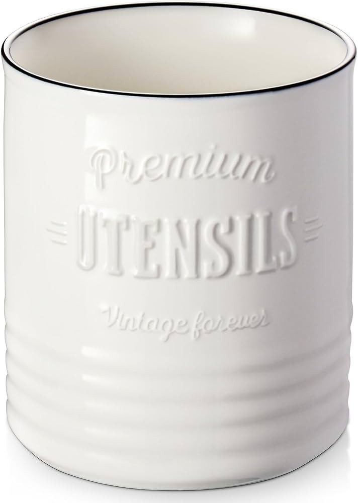 DOWAN 7.2″ Extra Large Kitchen Utensil Holder, Farmhouse Utensil Holder for Countertop, Ceramic... | Amazon (US)
