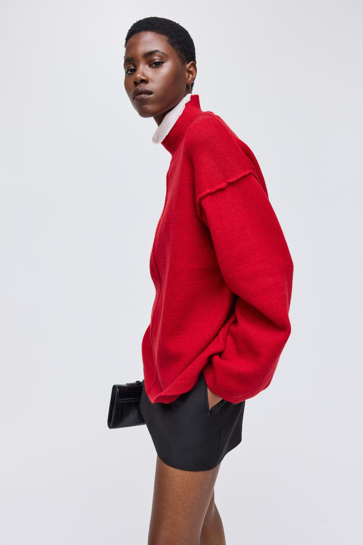 Seam-detail turtleneck jumper - Red - Ladies | H&M GB | H&M (UK, MY, IN, SG, PH, TW, HK)