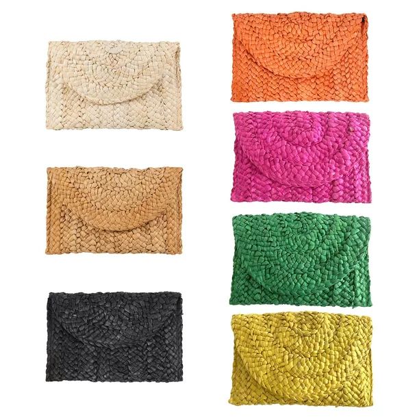Straw Clutch Purses for Women Summer Beach Bags Envelope Woven Clutch Handbags - Walmart.com | Walmart (US)
