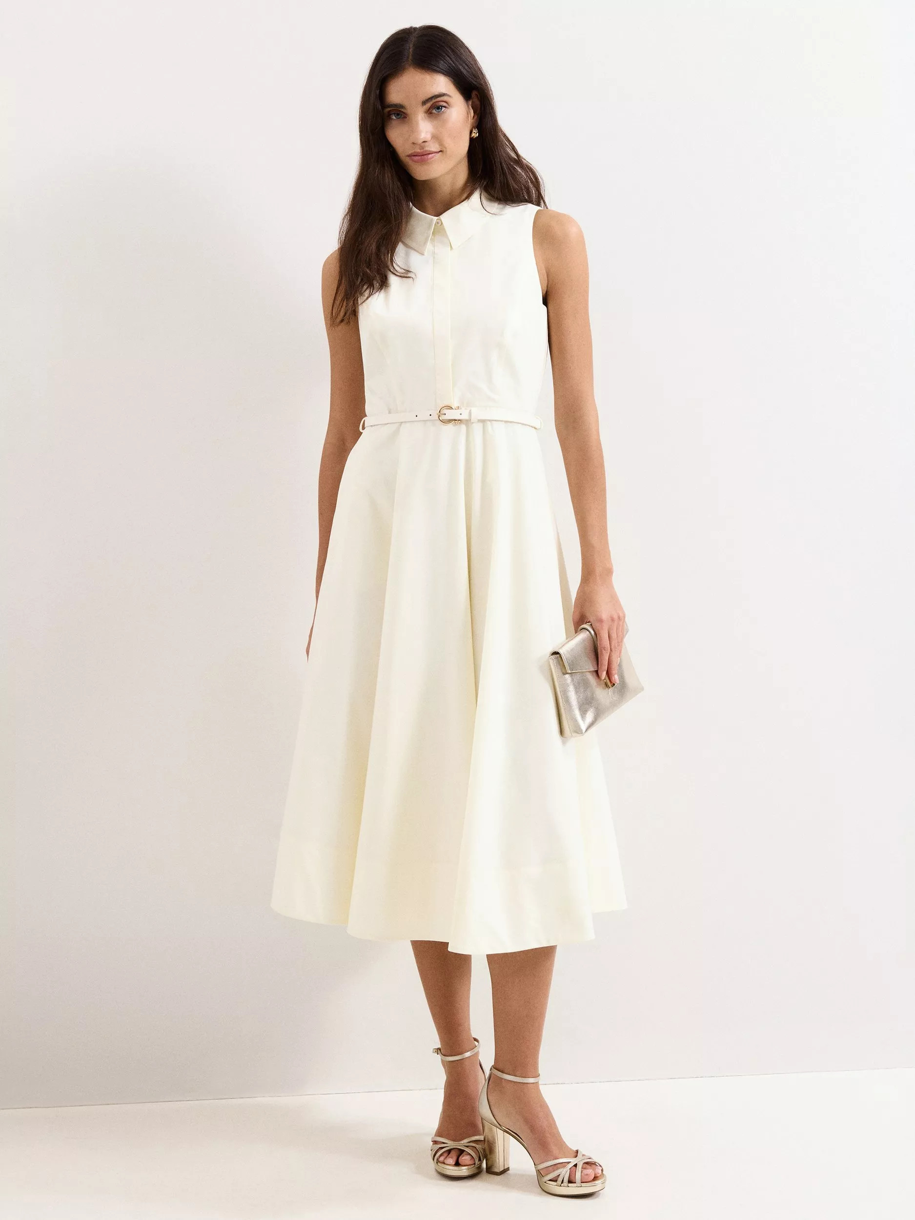Ariane Sleeveless Midi Dress, Ivory | John Lewis (UK)