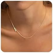 Gold Initial Necklace For Women Dainty 14k Gold Plated Letter Necklace For Women Trendy A-Z Sidew... | Amazon (US)