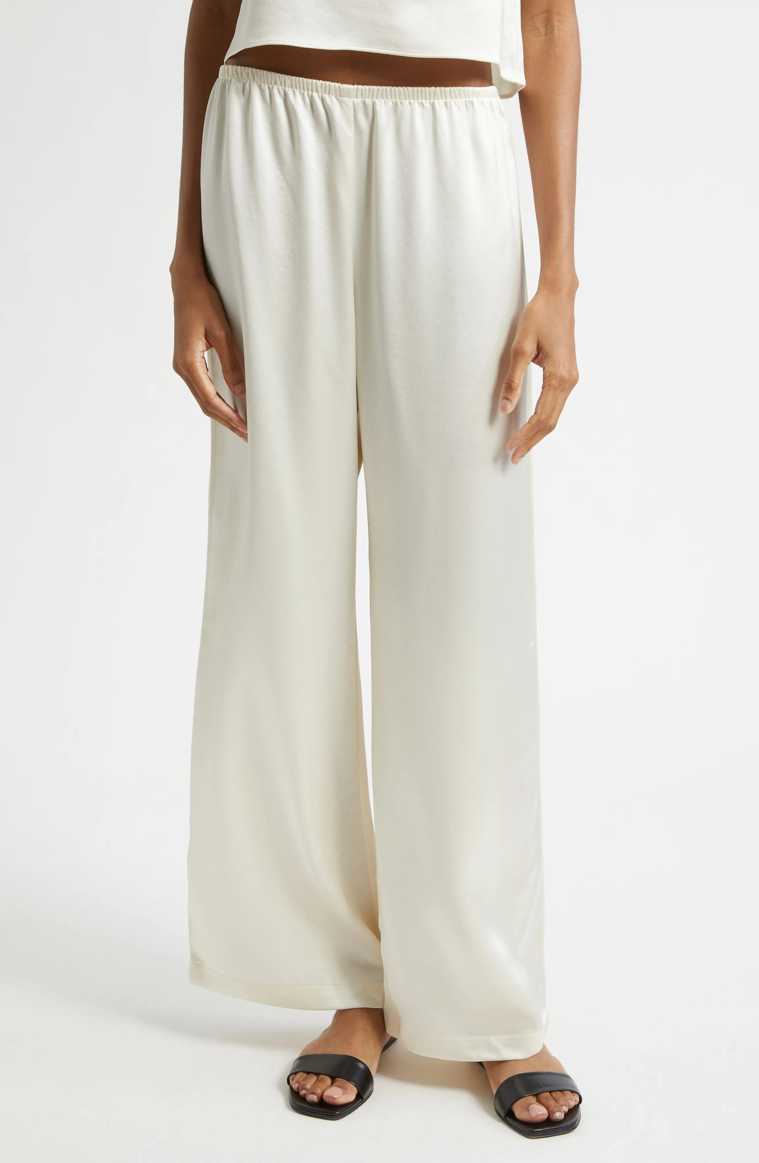 LESET Barb Wide Leg Satin Pants (Women) | Nordstrom | Nordstrom