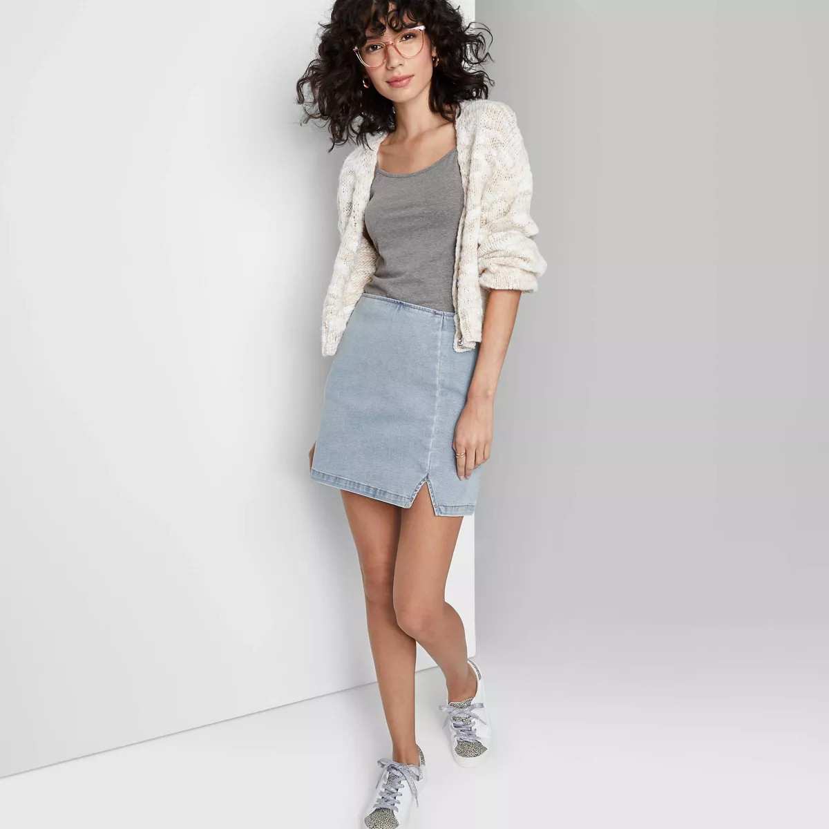 Women's Notch Front Seamed Denim Mini Skirt - Wild Fable™ | Target