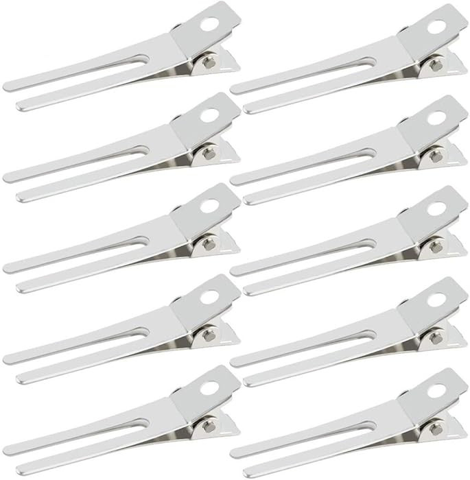50pcs Hairdressing Double Prong Curl Clips, Wobe 1.8" Setting Section Hair Clips Metal Alligator ... | Amazon (US)