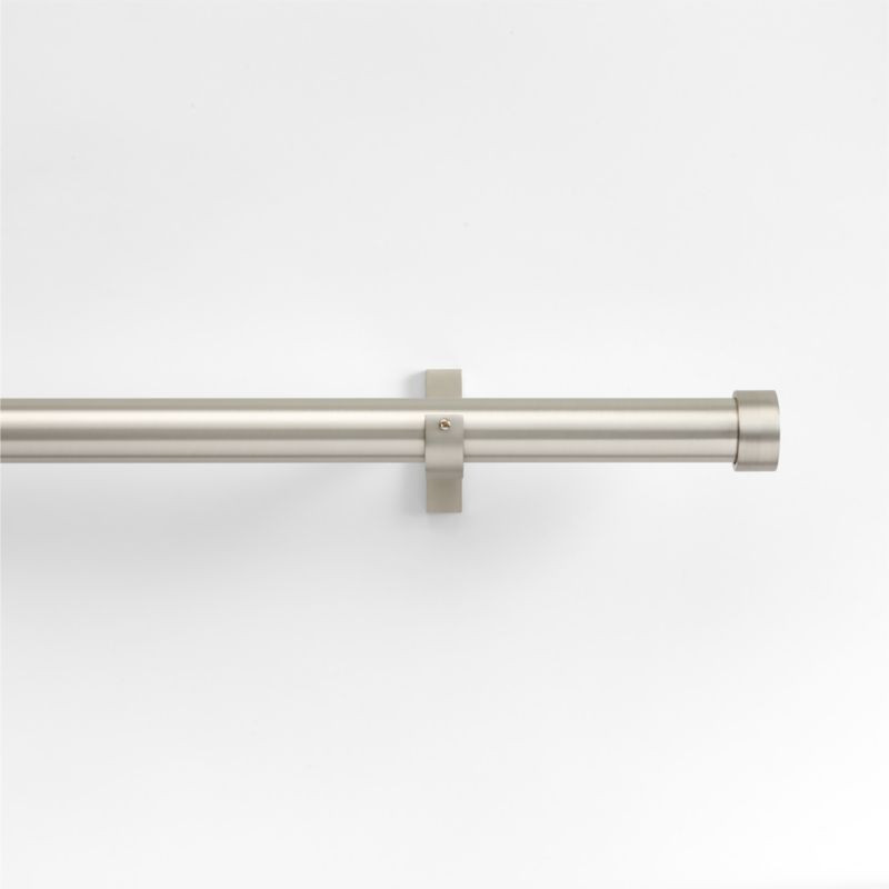 Brushed Nickel 1" Curtain Rod and End Cap Finials Set 28"-48" + Reviews | Crate & Barrel | Crate & Barrel