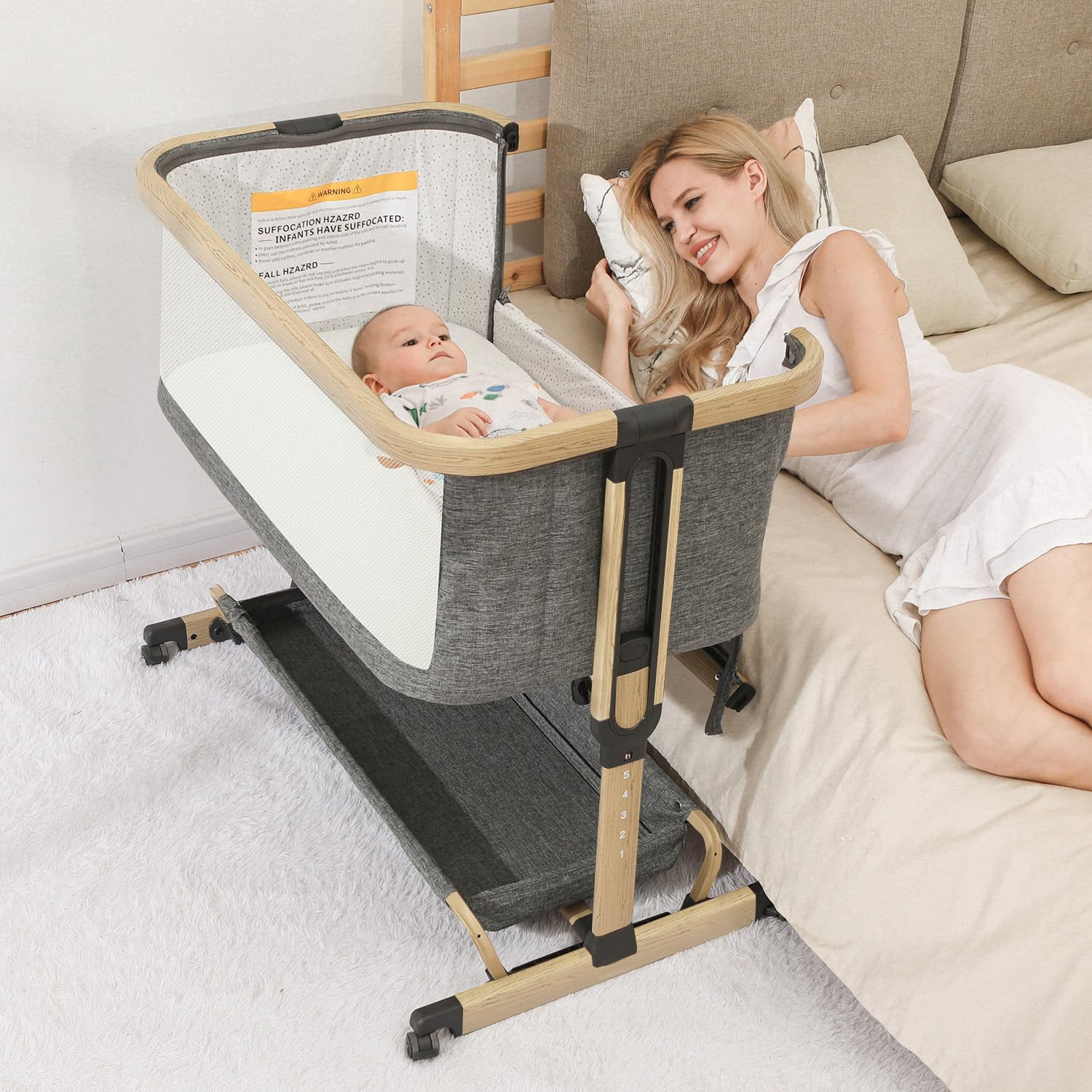 AMKE 3 in 1 Baby Bassinets,All-mesh Bedside Sleeper,Baby Cradle with Storage Basket,Easy Assemble... | Amazon (US)