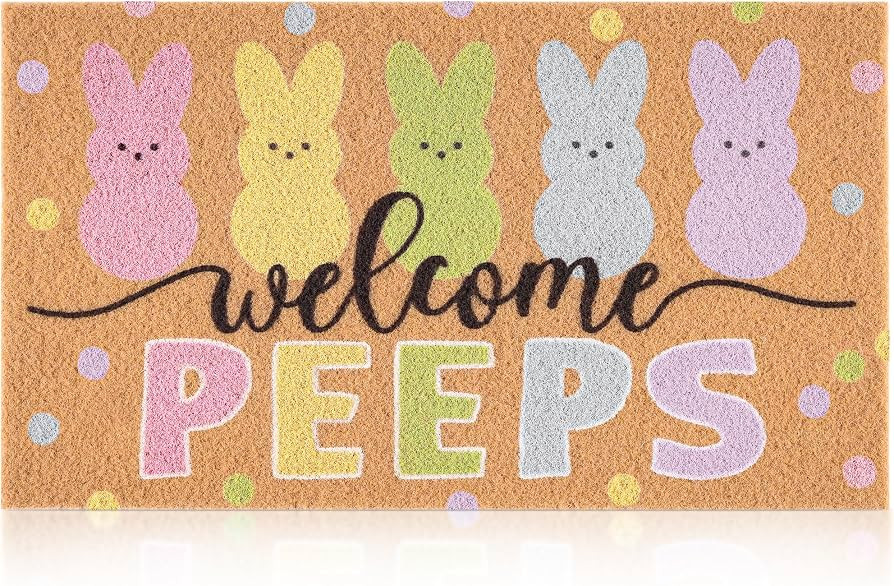 Easter Door Mat for Front Door, Welcome Mat with Colorful Bunny Design, Outdoor Indoor Doormat, E... | Amazon (US)