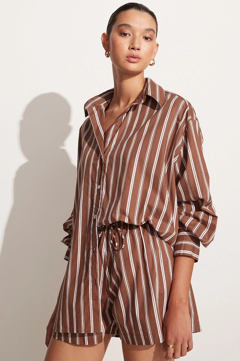 Daija Shirt Maya Stripe Print Cinnamon | Faithfull (AU)