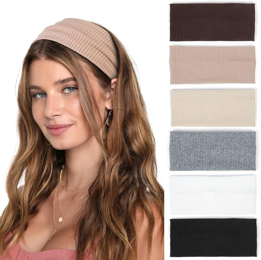 Headbands for Women Wide Non Slip Boho Head Bands Soft Elastic Thick Hairbands Fashion Workout Yo... | Amazon (US)