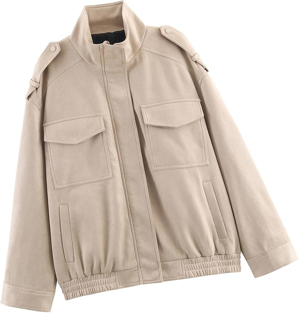 Suedes Jackets, Oversized Long Sleeve Zip Up Coat | Amazon (CA)