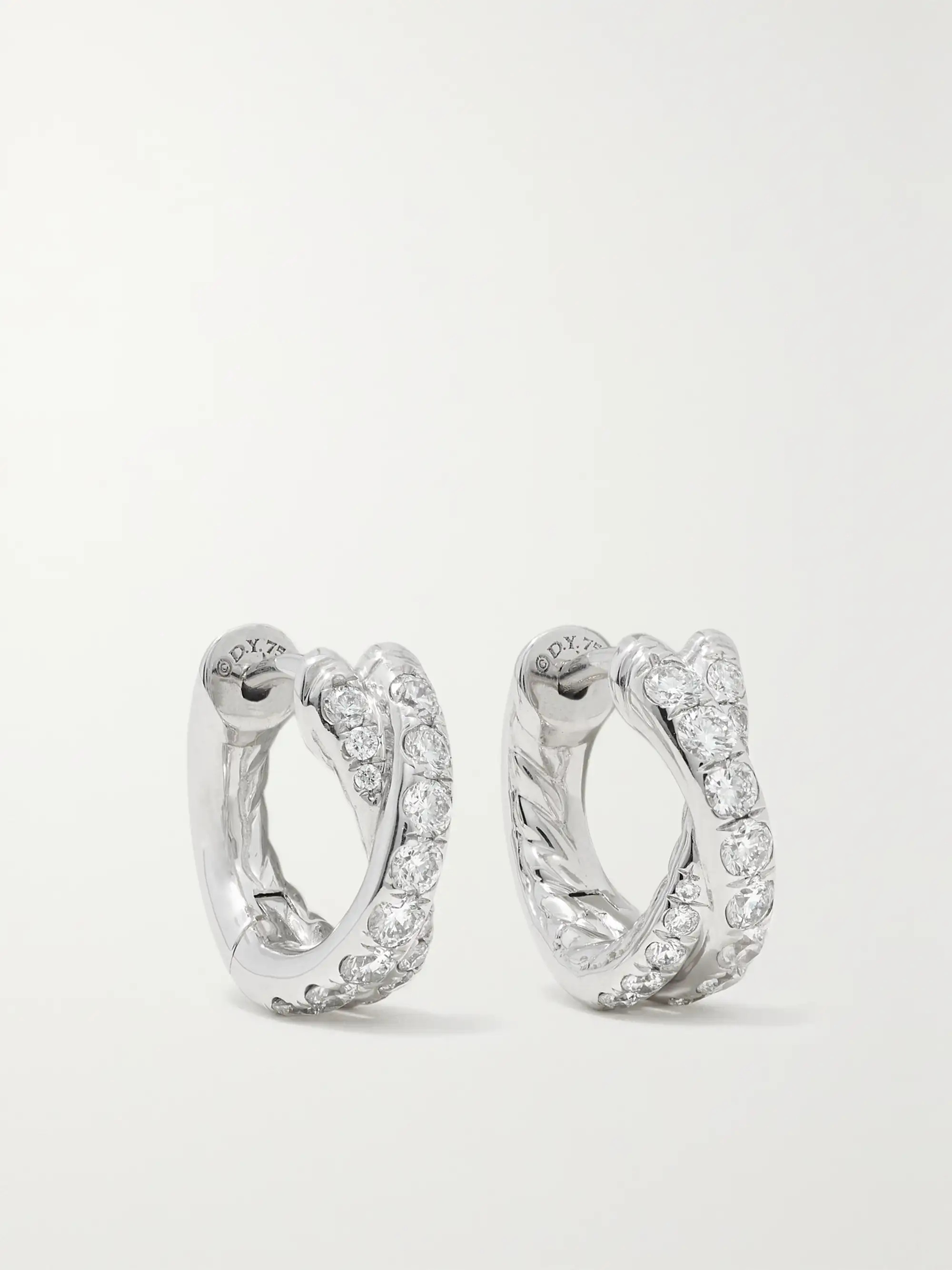 Crossover 18-karat white gold diamond hoop earrings | NET-A-PORTER (US)