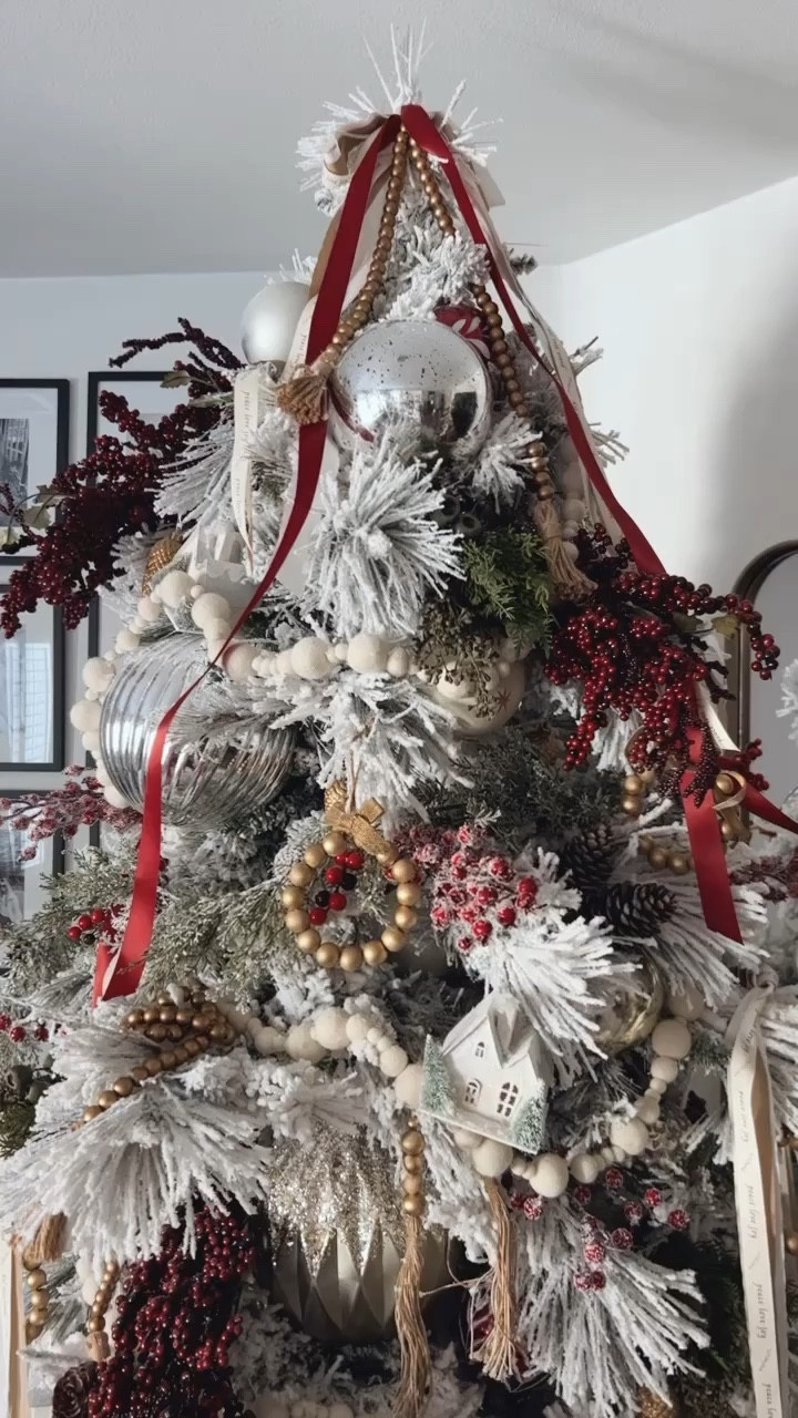 Our festive flocked Christmas tree!

Flocked tree
Christmas tree decor
Ornaments
Burgundy Christmas decor
Faux stems
Garland
Christmas decor 

#LTKHoliday #LTKSeasonal #LTKhome