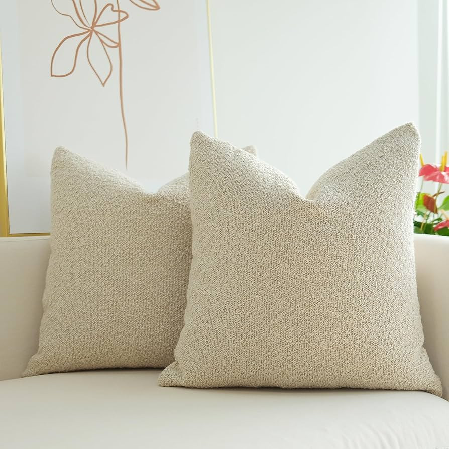 JOJUSIS Pack of 2 Textured Boucle Throw Pillow Covers Accent Solid Pillowcovers Home Decor 18 x 1... | Amazon (US)