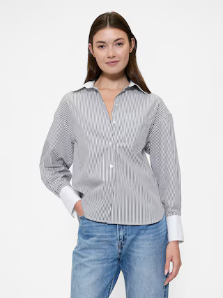 Stripe Poplin Big Shirt | Gap Factory