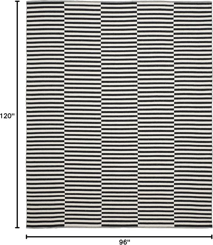 SAFAVIEH Area Rug 8x10 - Montauk Collection - Large - Ivory & Black, Handmade Cotton, Stripe Patt... | Amazon (US)