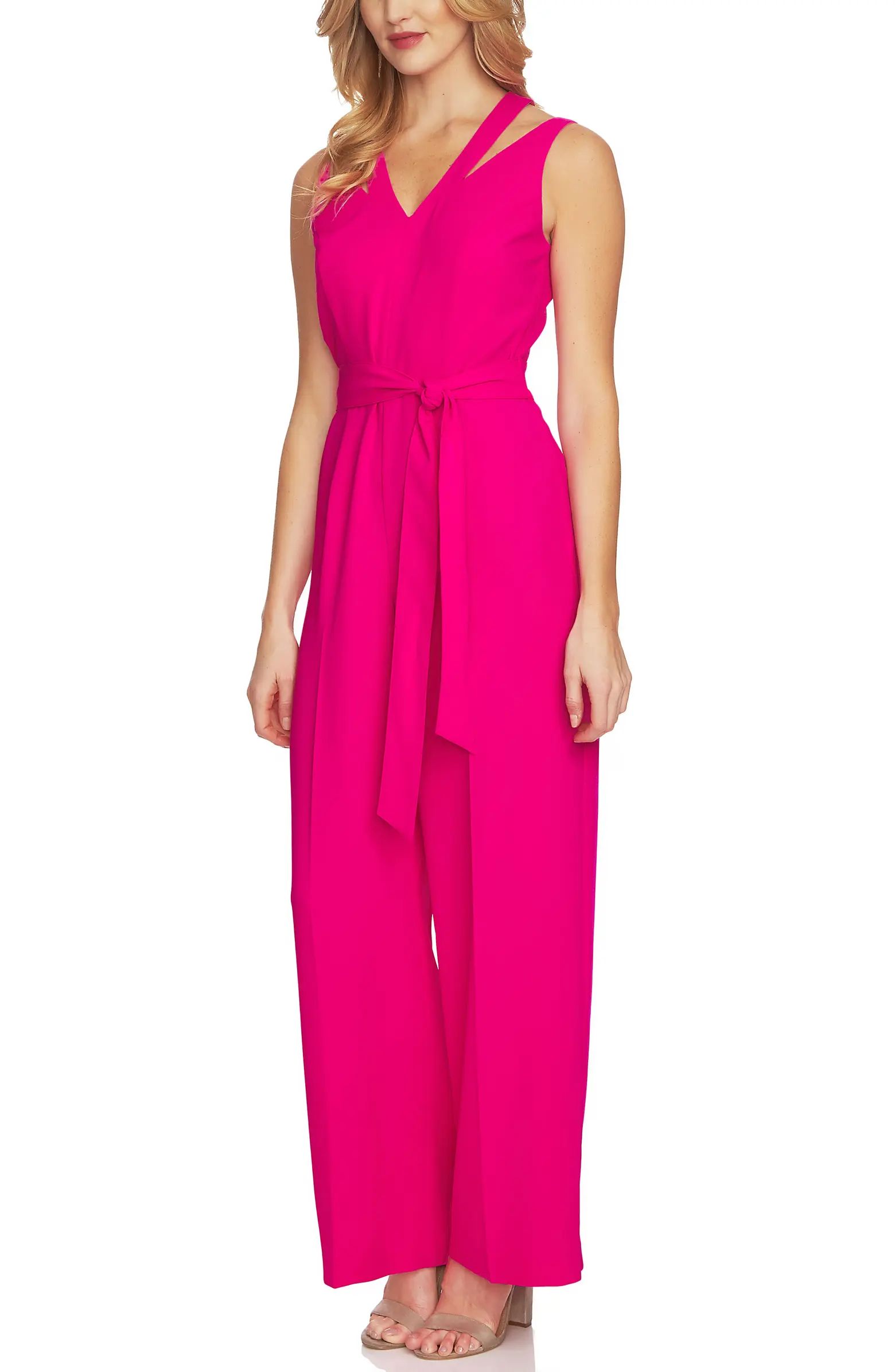 CeCe V-Neck Tie Waist Jumpsuit | Nordstrom | Nordstrom