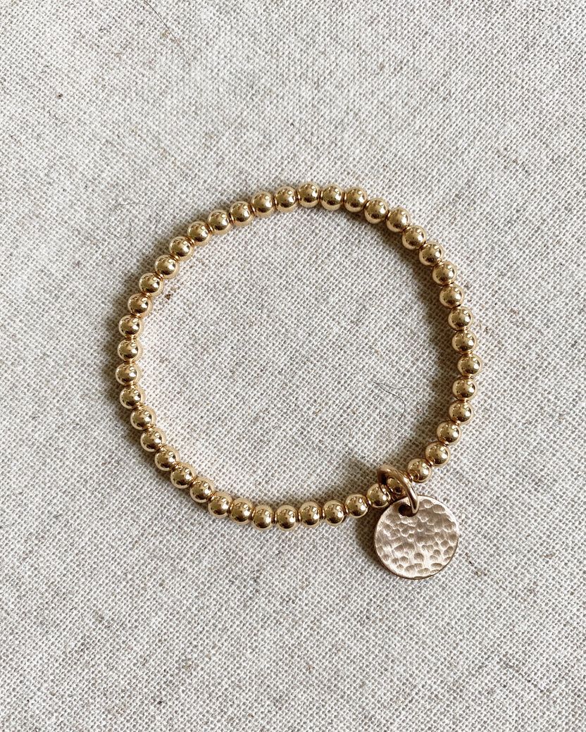 THE HAMMERED COIN BEADED BRACELET - GOLD | Stylin by Aylin