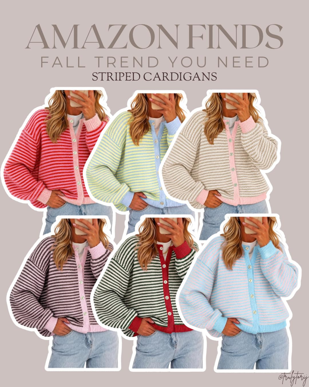 Cicy Bell Womens Striped Cardigan Sweaters Long Sleeve Button Up Knit Tops | Oversized,Color Block,Loose Fit,Button Down,Open Front,Casual Cardigan,Fall Winter | Amazon (US)