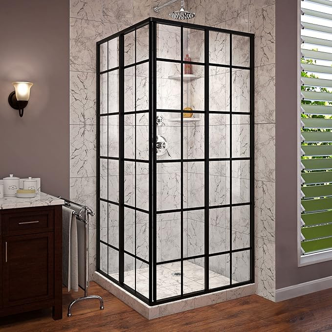 DreamLine French Corner 34 1/2 in. D x 34 1/2 in. W x 72 in. H Framed Sliding Shower Enclosure in... | Amazon (US)