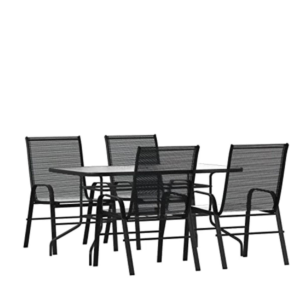 Elgin Patio Dining Set with Glass Table and Flex Stack Chairs | Wayfair North America