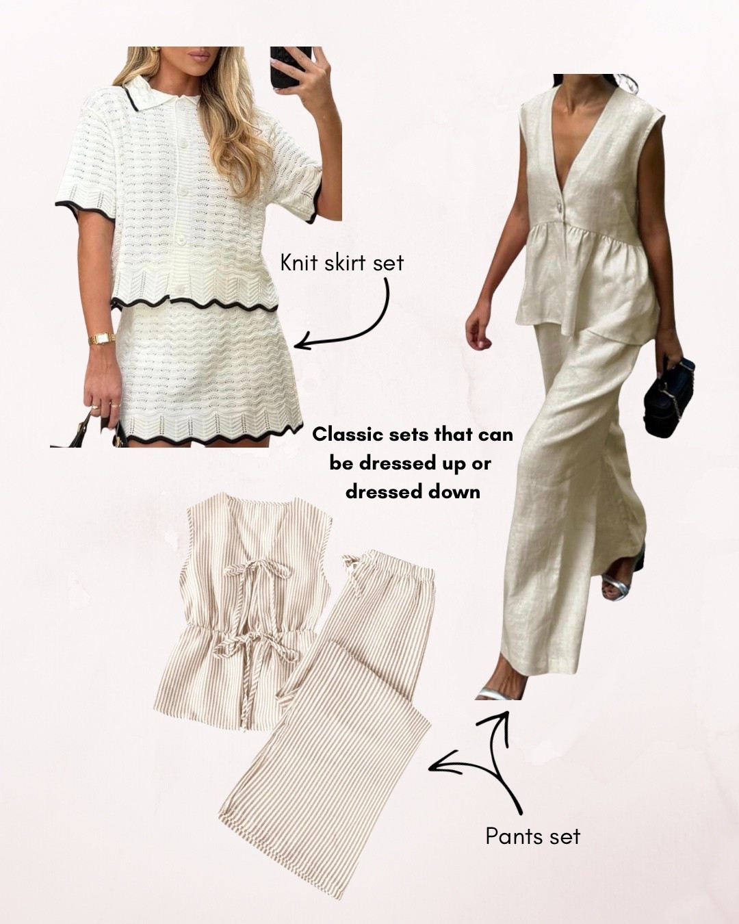 Classic sets 
Vacation sets 
Resort
Summer set

#LTKgrwm #LTKootd #LTKMothersDay