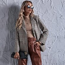 Plaid Lapel Neck Single Breasted Blazer | SHEIN