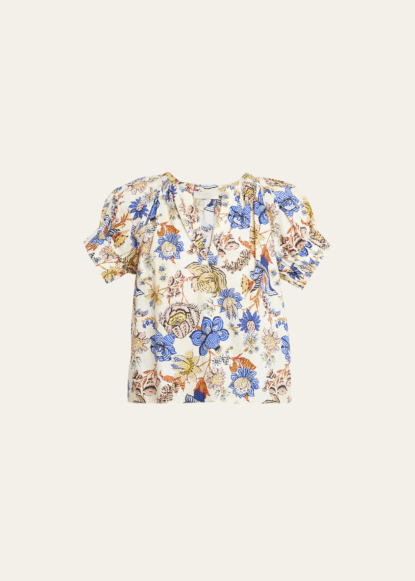 Ulla Johnson Naomi Floral-Print Cotton Poplin V-Neck Top | Bergdorf Goodman