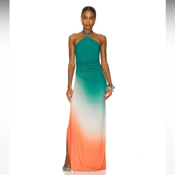 Elegant Green and Orange Ombre Maxi Dress | Poshmark