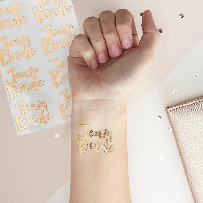 Ginger Ray Hen Party Rose Gold Temporary Team Bride Tattoos - Team Bride | Amazon (US)