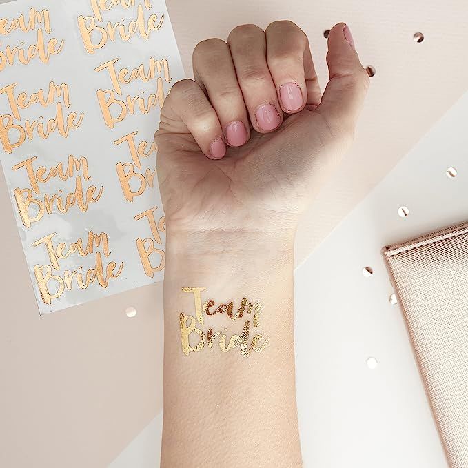Ginger Ray Hen Party Rose Gold Temporary Team Bride Tattoos - Team Bride | Amazon (US)