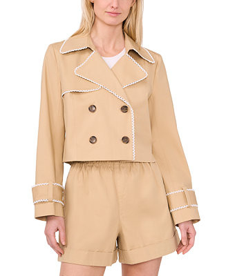 CeCe Women's Cropped Scallop-Trim Trench Jacket  - Macy's | Macy's