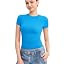 PUMIEY Women's Crew Neck Short Sleeve Tops Double Lined Slim Fit T Shirts Basic Tee Smoke Cloud P... | Amazon (US)