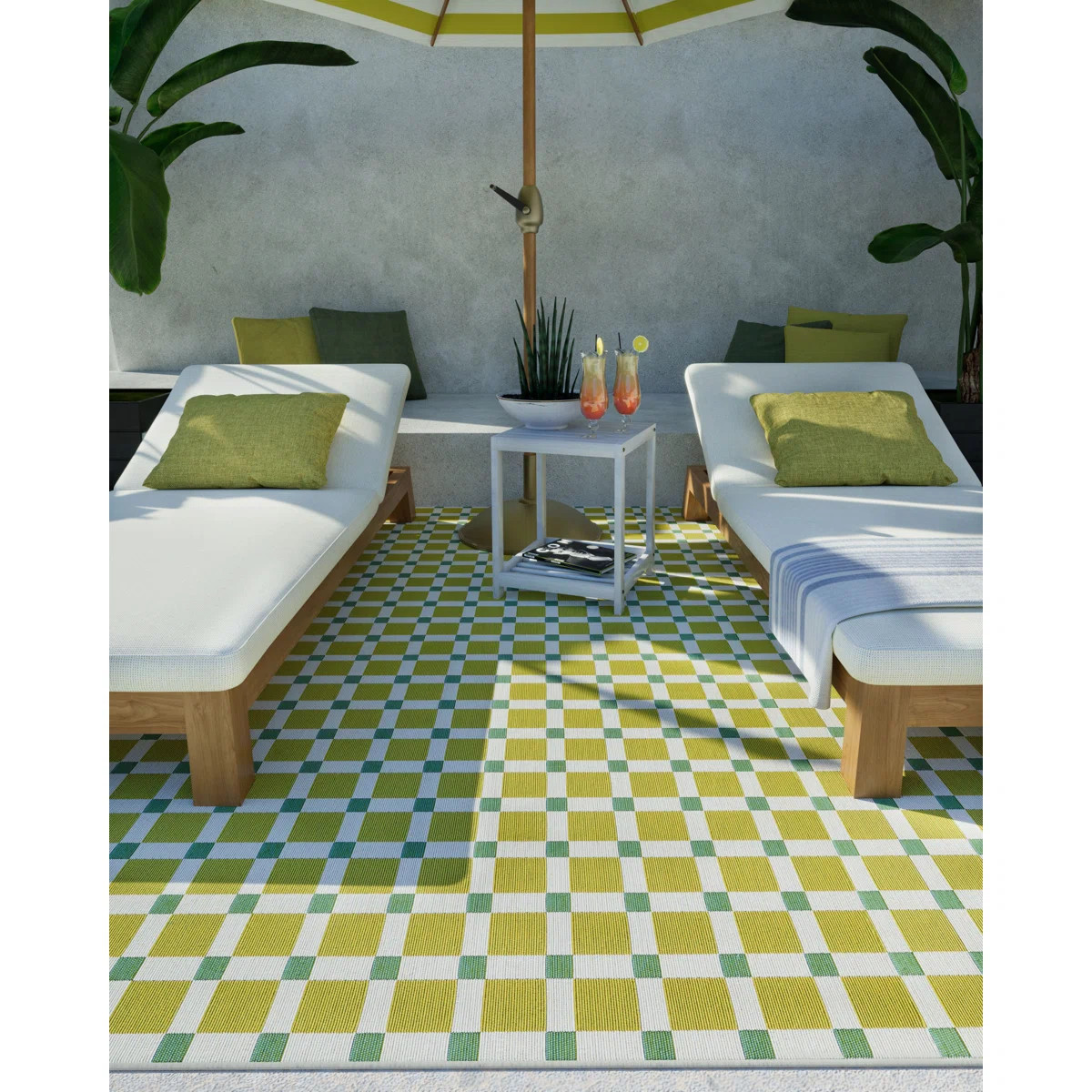 Icon Geometric Indoor Outdoor Green Rug | Wayfair North America