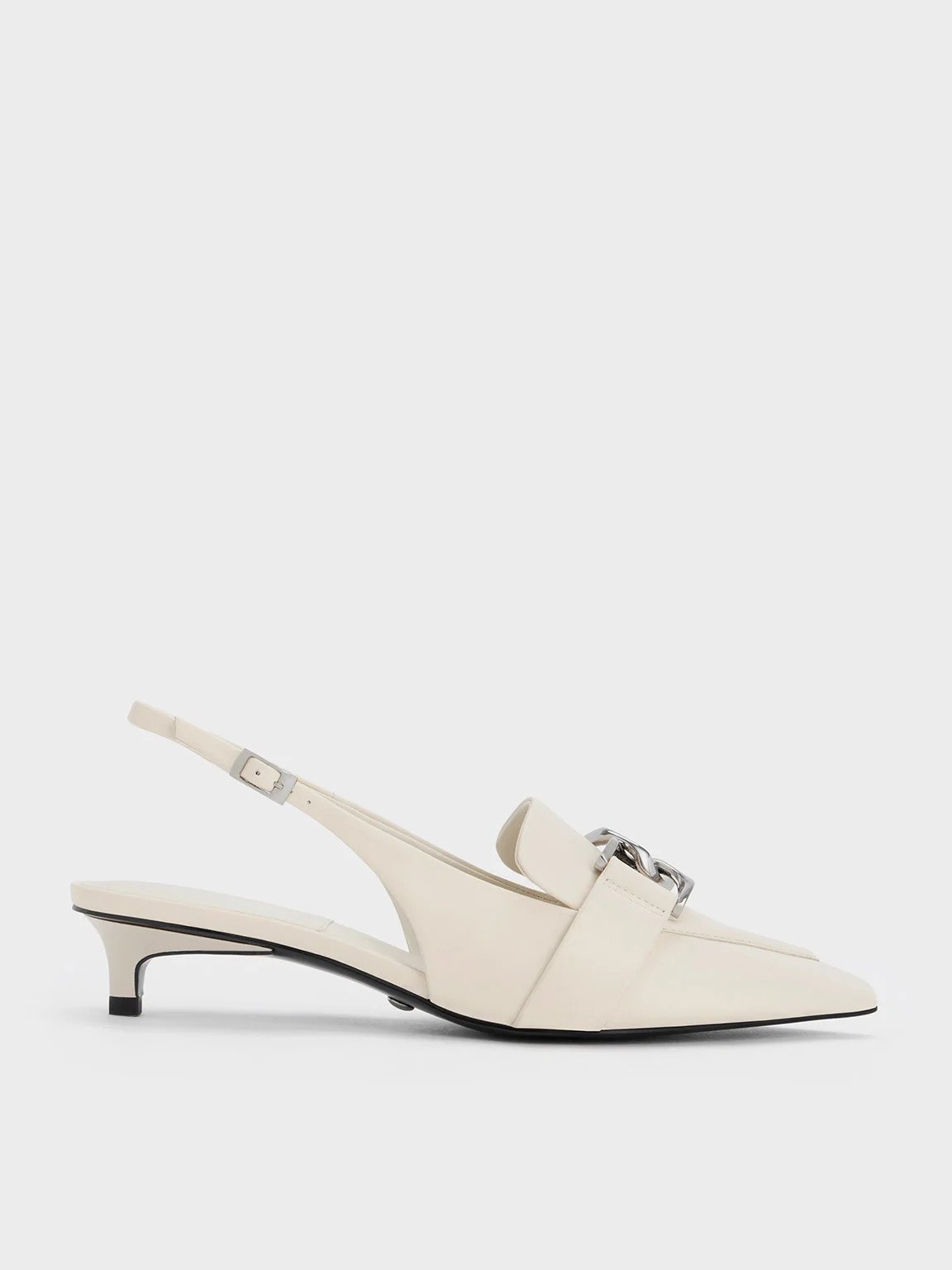 Gabine Leather Slingback Pumps
 - Chalk | Charles & Keith US