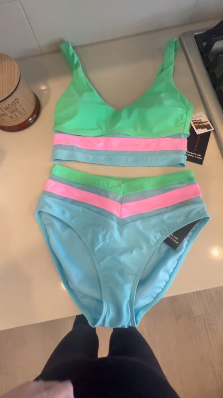 Cute cheap high waisted color blocking bathing suit 👙 

#LTKswim #LTKunder50 #LTKtravel