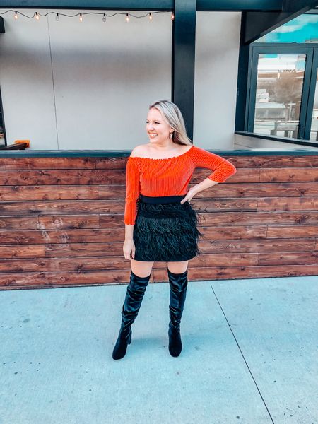 Valentine’s Day outfit, black feather skirt, vday outfit inspo

#LTKstyletip #LTKGiftGuide #LTKSeasonal