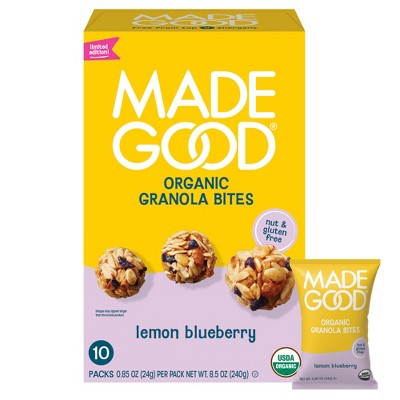 MadeGood Organic Snack Bars Granola Bites Lemon Blueberry - 8.5oz/10ct | Target