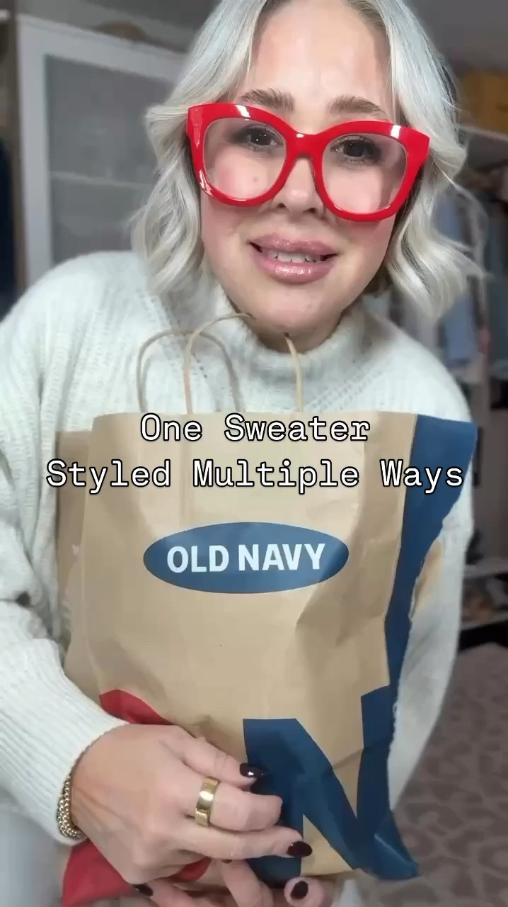 Ladies who can’t do wool, this is for you! 🚨This @oldnavy sweater is really great, actually hoping to get in a few colors. Love the weight, feel, and fit (especially not having a tight neck) 🫶 It’s a good neutral too, so can be styled several ways! 

#LTKSaleAlert #LTKFindsUnder50