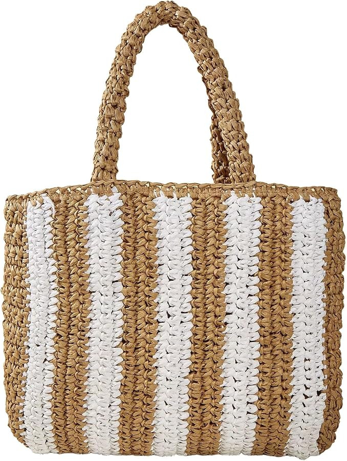 Straw Beach Bags for Women Boho Woven Tote Bag Summer Large Shoulder Handbags Travel Straw Purse ... | Amazon (US)