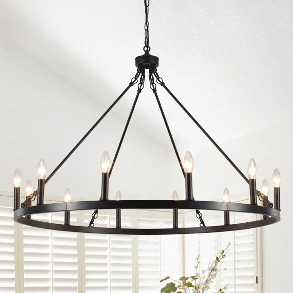 Moomal 12 - Light Dimmable Wagon Wheel Chandelier | Wayfair North America