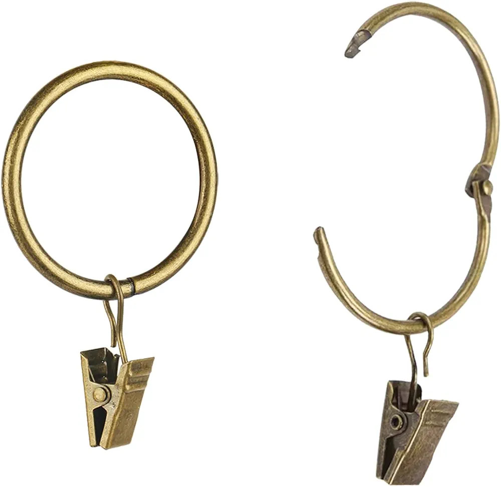 40 Pcs Openable Curtain Clips with Rings Antique Brass 1.5Inch Strong Metal Decorative Curtain Cl... | Amazon (US)
