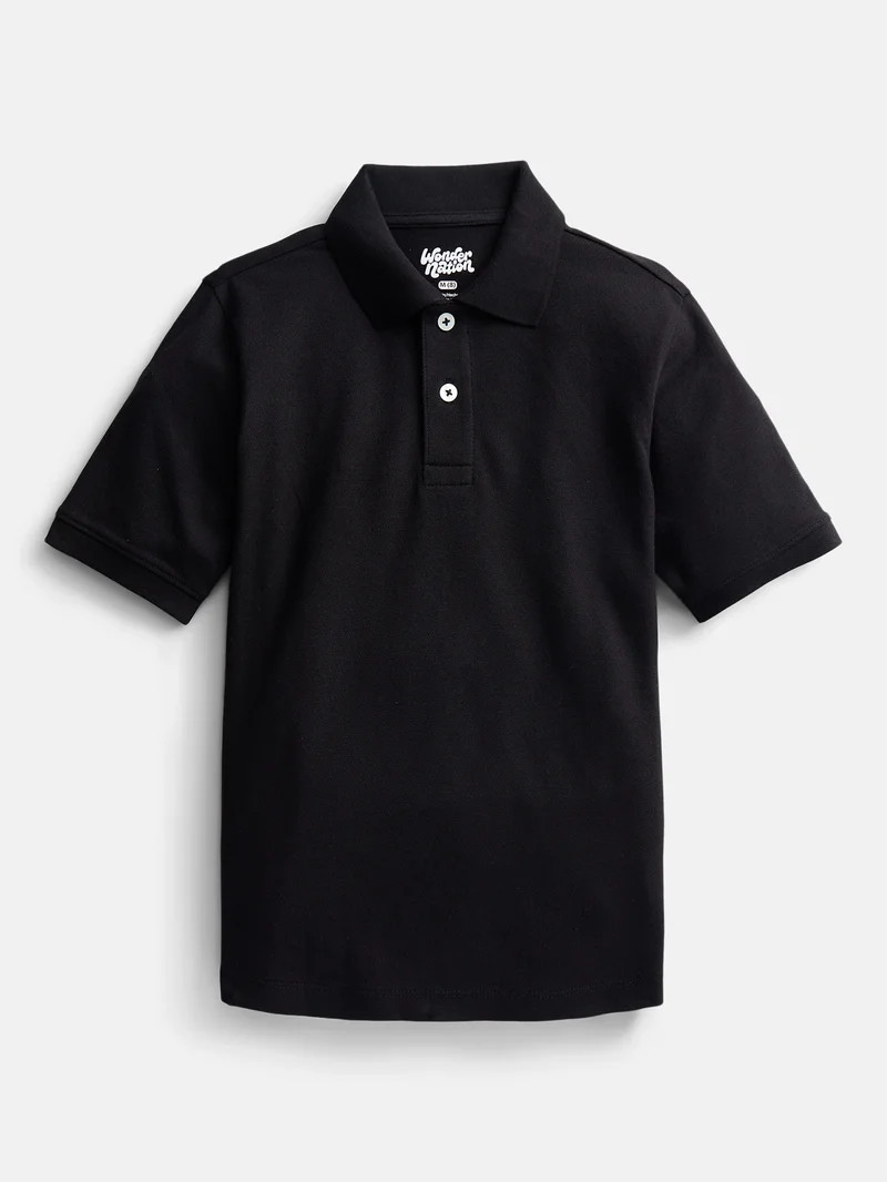 Wonder Nation Boys School Uniform Pique Polo Shirt with Short Sleeves, Size 4-18 | Walmart (US)