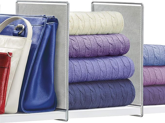 Lynk® Vela™ Shelf Dividers - Linen Closet Shelf Organizer (Set of 2) - Platinum | Amazon (US)