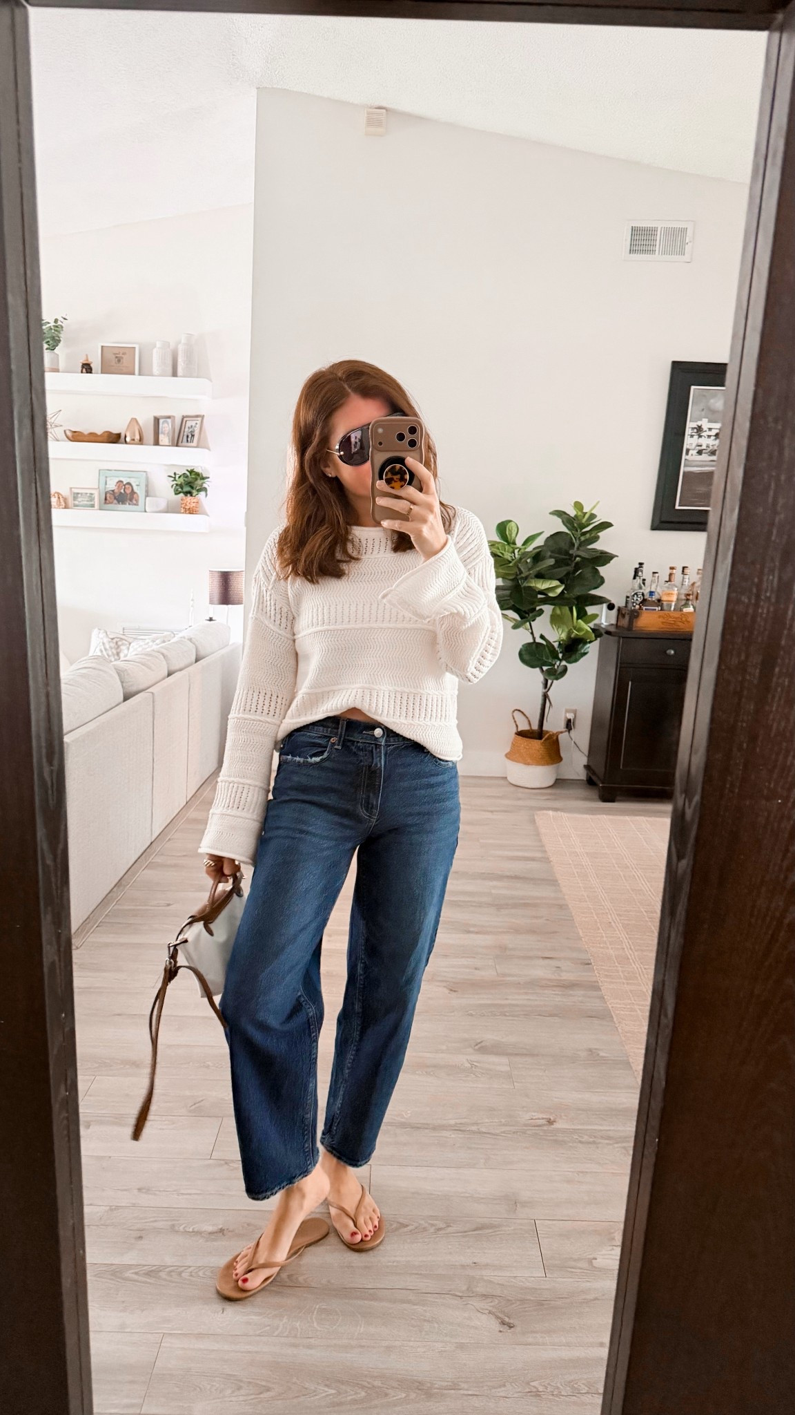 Easy spring outfit! Obsessed with this open knit top for spring and summer! Only $16! 

#LTKOver40 #LTKSeasonal