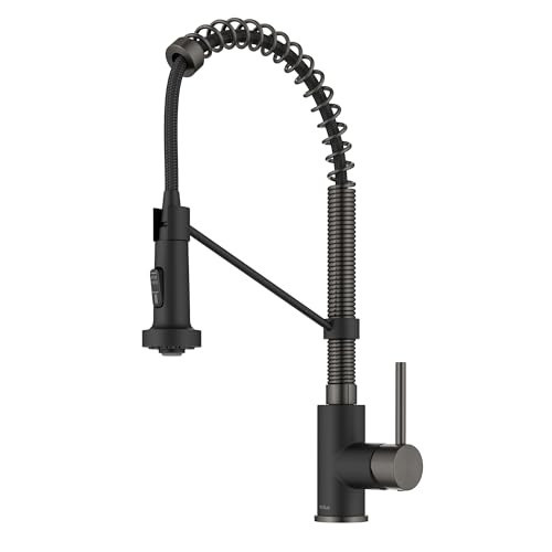 KRAUS Bolden Commercial Style 2-Function Single Handle Pull Down Kitchen Faucet in Matte Black/Black Stainless, KPF-1610MBSB (Pack of 1) | Amazon (US)