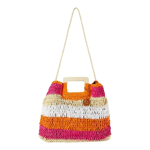 C. Wonder Women’s Adult Lexi Striped Straw Tote Bag Natural - Walmart.com | Walmart (US)