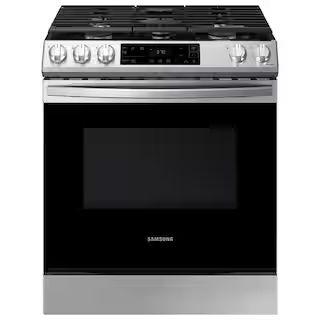 Samsung 30 in. 6.0 cu. ft. Slide-In Gas Range with Self-Cleaning Oven in Stainless Steel-NX60T811... | The Home Depot