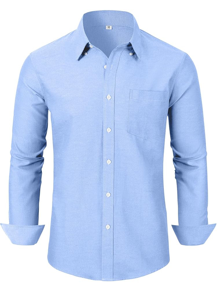 Grade 3.5 Wrinkle-Resistant Men's Lightweight Oxford Dress Shirts Long Sleeve Business Casual Poc... | Amazon (US)